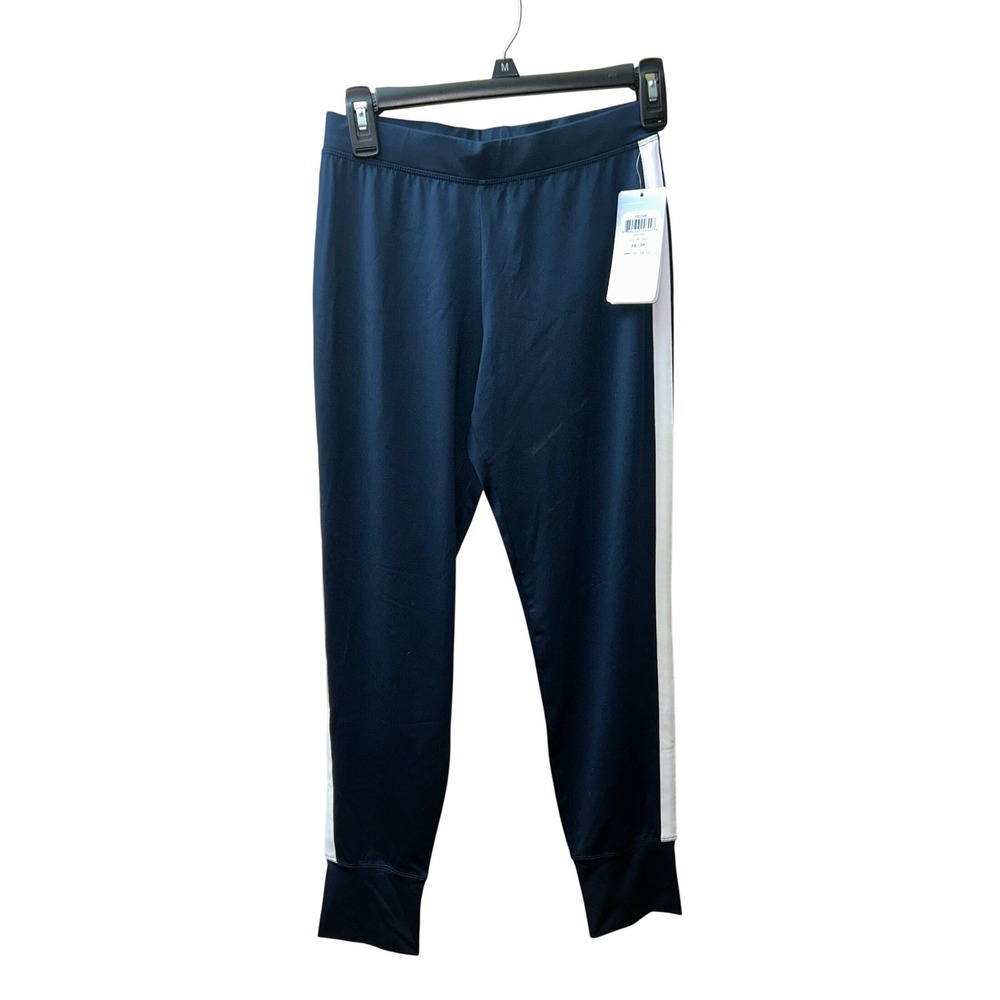 Asics Lani Track Pants Mens XS Navy Blue White Side Stripe Snap Cuff  NWT‎